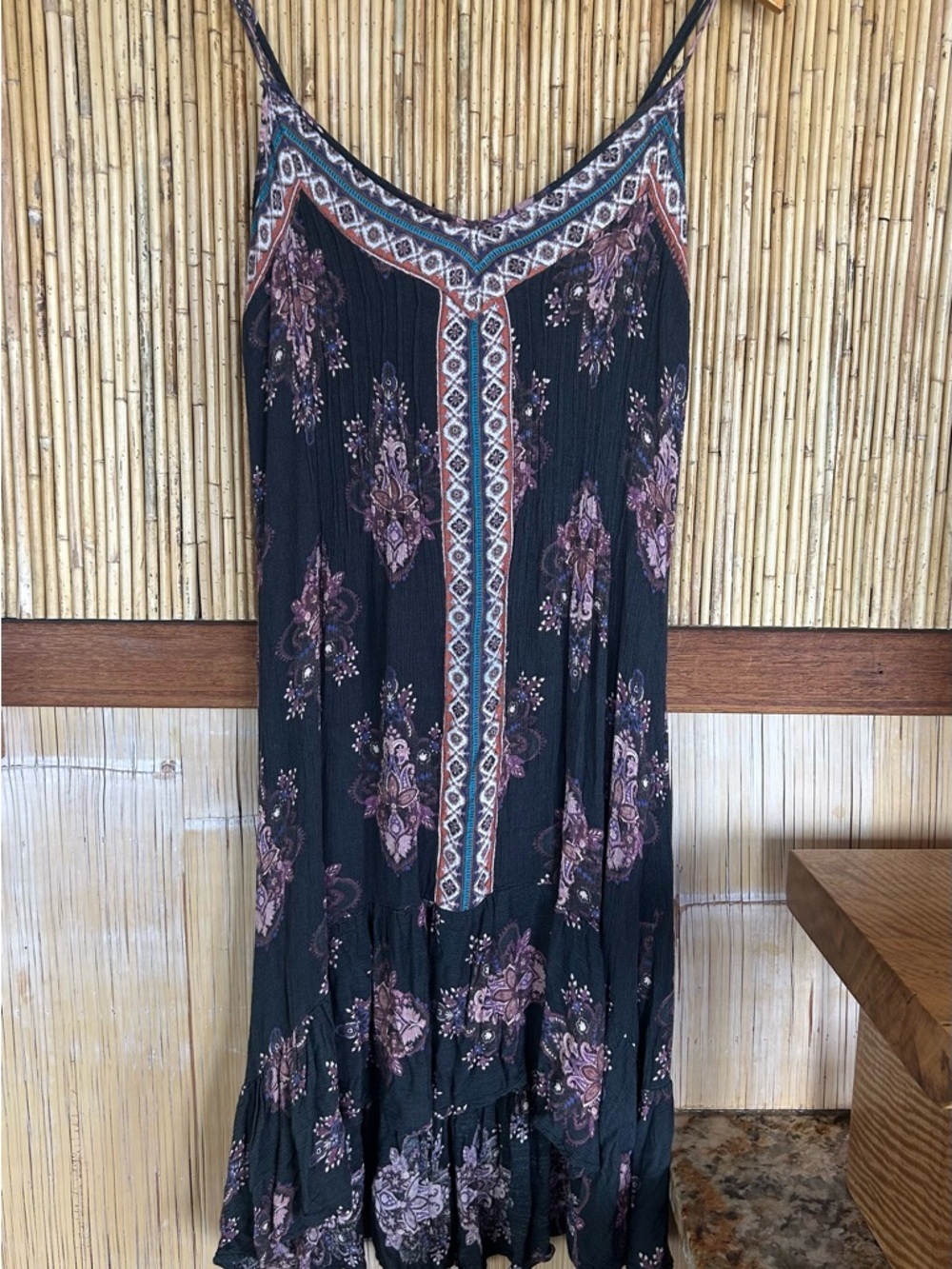 O'Neill Dark Floral Aztec Midi Dress Small Boho Festival Gypsy Fairy Surf Shop